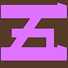 Pink katakana 5 on dark brown background