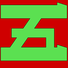 Green katakana 5 on red background