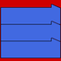Blue katakana 3 on red background