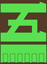 Green katakana 5 on dark brown background with green bar underneath